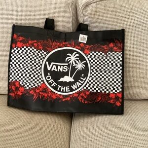 Vans Black and Red Floral Checkered Bag